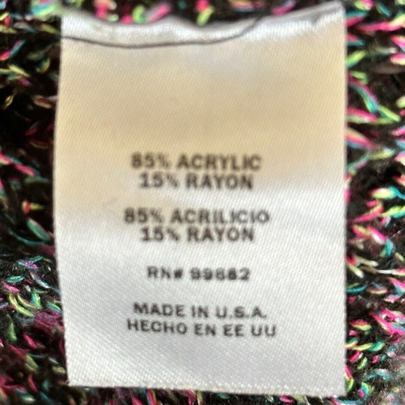 Allen B. By Allen Schwartz Black Rainbow Loose Knit High Low Sweater Sz Large - Picture 9 of 13